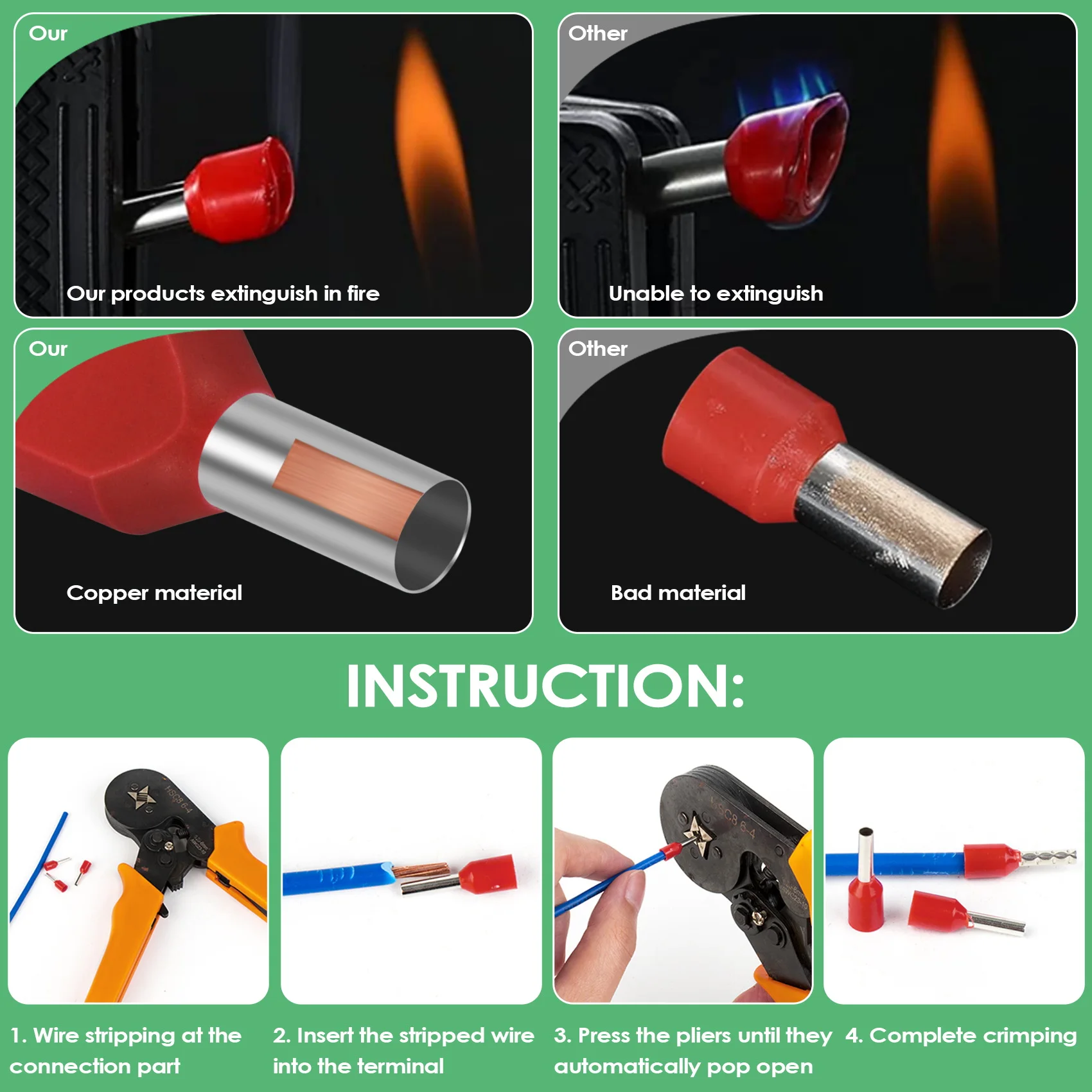 AEE3-780Pcs Dual Bootlace Ferrule Teminator Kit Electrical Crimp Dual Entry Cord End Wire Terminal Connector