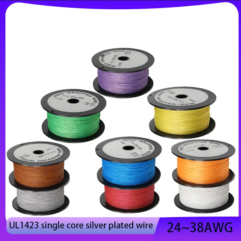 

Silver Plated Wire UL1423 Single Core PVDF Insulated Ultrafine Electronic Wire 24~38AWG 5/10/50M No Scroll