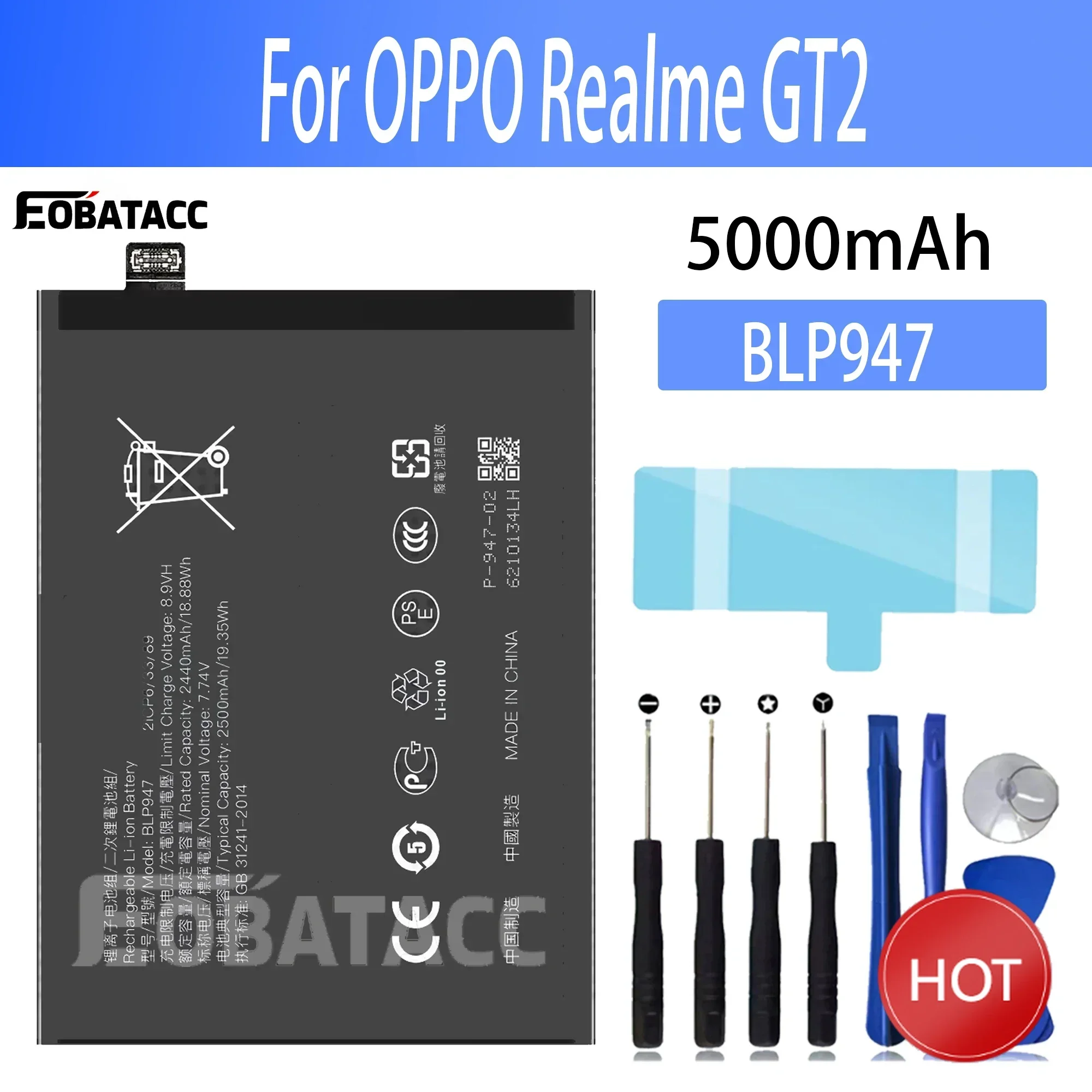 100% New Original Battery BLP947 For OPPO Realme GT2 Battery + Free Tools