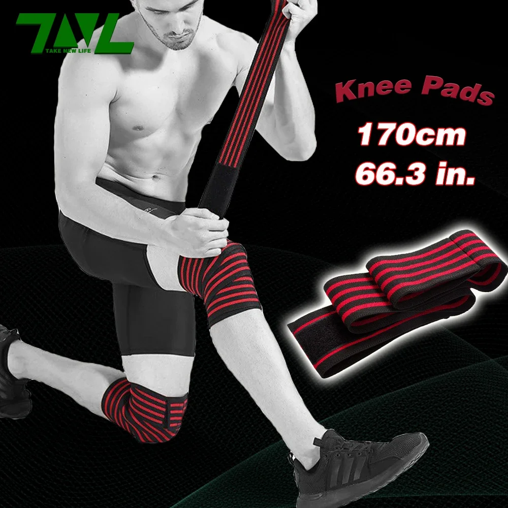 1PC 170cm Bandage Kneepad Compression Braces Sports Knee Wraps Straps for Gym Fitness Squats Training Workout Weightlifting