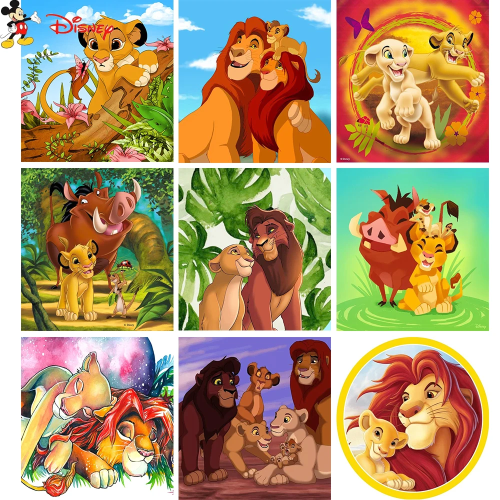 Disney Full Round Diamond Painting The Lion King Simba 5D Diamond Embroidery Mosaic Cross Stitch Winter Home Decor Gift