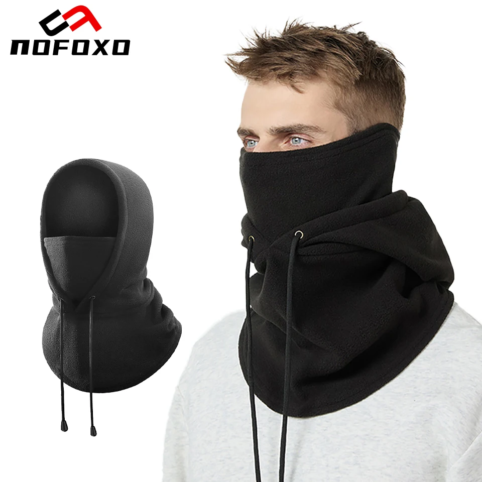 NOFOXO Windproof Thermal Neck Warmer Balaclava Ski Mask Cycling Hat Winter Men's Women's Motorcycle Riding Fleece Cycling Cap