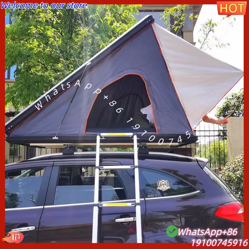 

2026Hot Magicland SHR130 Cheap 4 Season Adventurer Aluminum Triangle Hard Shell Roof Tent Canvas Car Rooftop Automatic