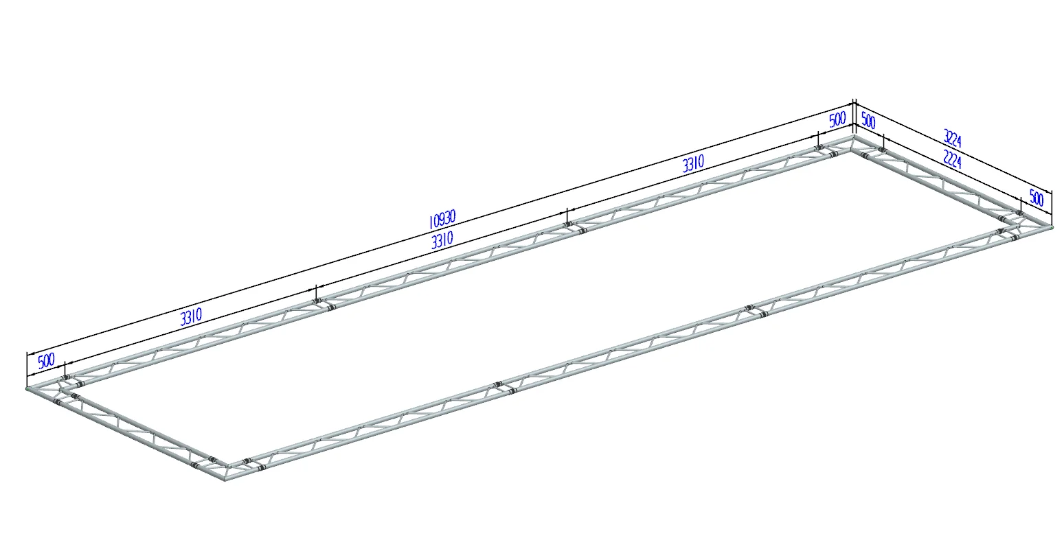 

Custom Aluminium Truss, 290 mm, Total Length 28.5 M, Black, Four Adapters