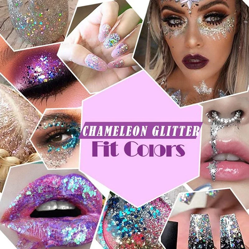 Fit Kleuren Pailletten Gel Glitter Schaal Gezicht Lip Oogschaduw Oog Sprankelend Haar Glinsterende Gel Flash Pailletten Feestdecoratie Make-Up