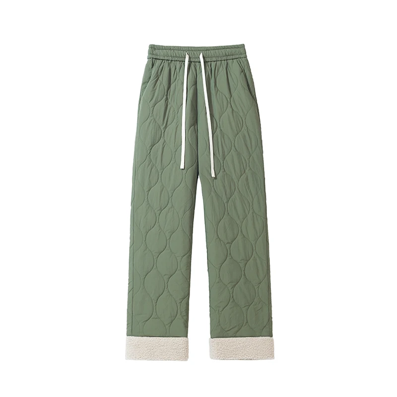 Men Velvet Thick Casual Wide Leg Pants Winter Mens Outerwear Fleece Warm Pants Men Loose Oversize Thermal Straight Trousers