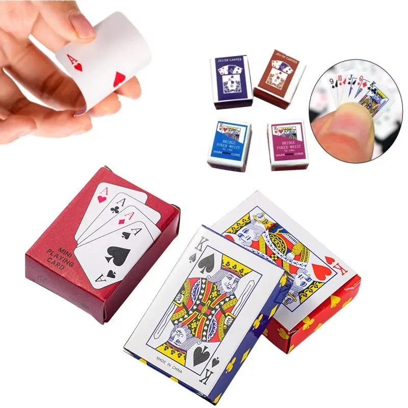 1 Sets Mini Poker Playing Cards 1:12 Cute Miniature Games Funny Active Atmosphere Travel Toys Prank Props Dollhouse Accessories