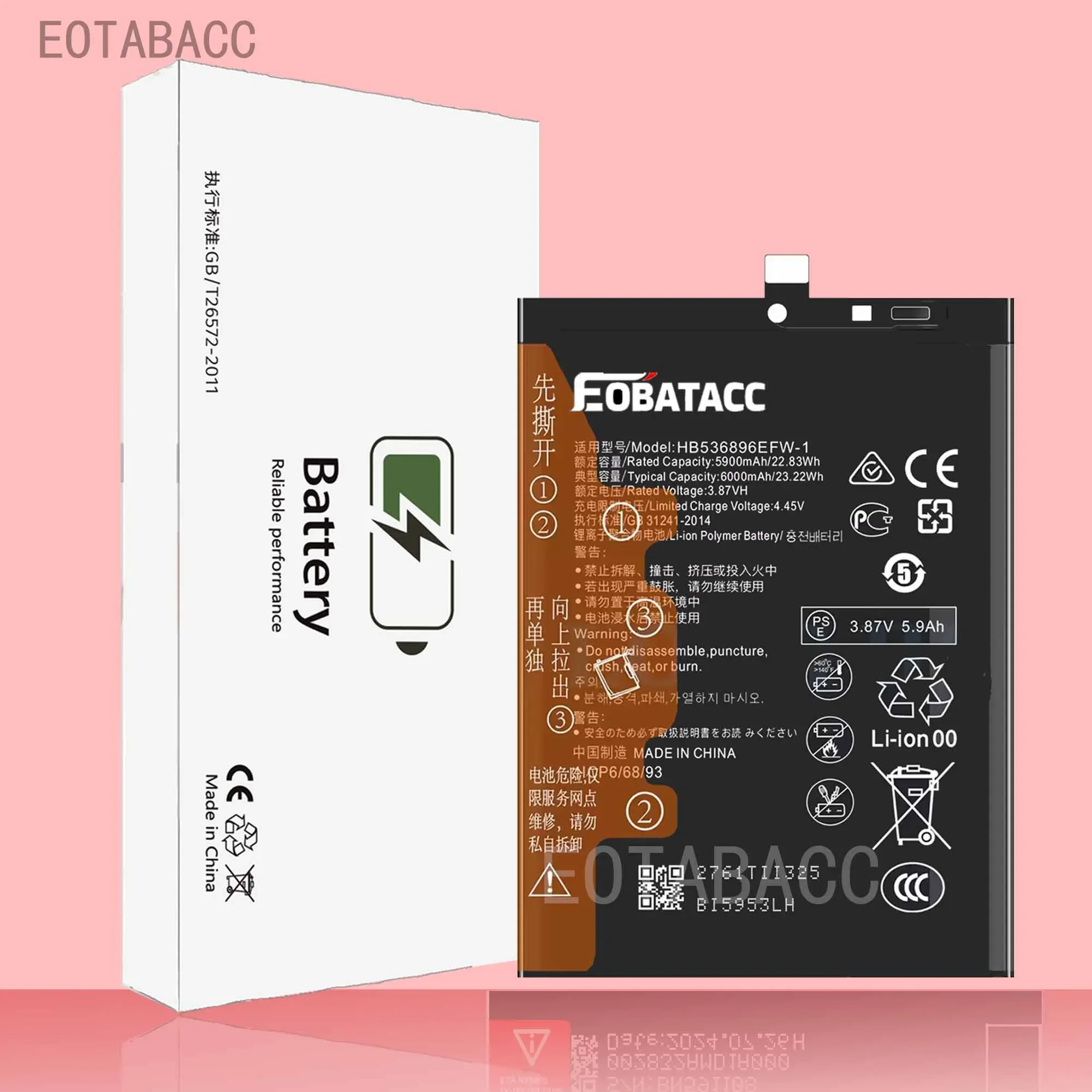 

2025 YEAR EOTABACC 100% New Original Battery HB536896EFW-1 For HUAWEI NOVA Y70 Battery +Tools