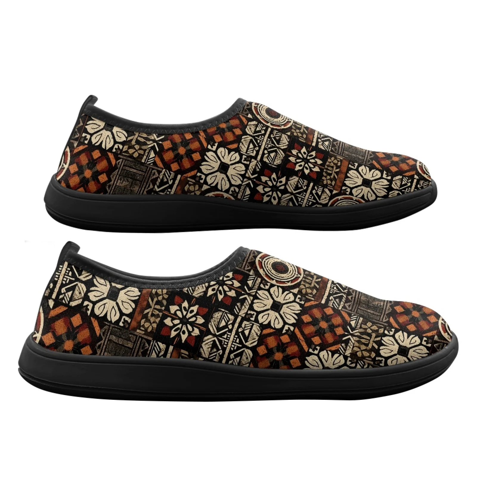 PENSTROLL Geometric Print Walking Sneakers Polyester & EVA Zero Drop Sneakers Wide Toe Box Athletic Sneakers for Work