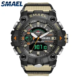 SMAEL-Reloj de pulsera deportivo para hombre, cronógrafo Digital con luz LED y alarma, resistente al agua hasta 50M, 8040