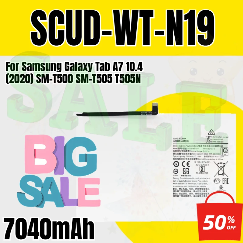 7040mAh SCUD-WT-N19 Battery For Samsung Galaxy Tab A7 10.4 (2020) SM-T500 SM-T505 T505N Replacement Repair Part Tablet