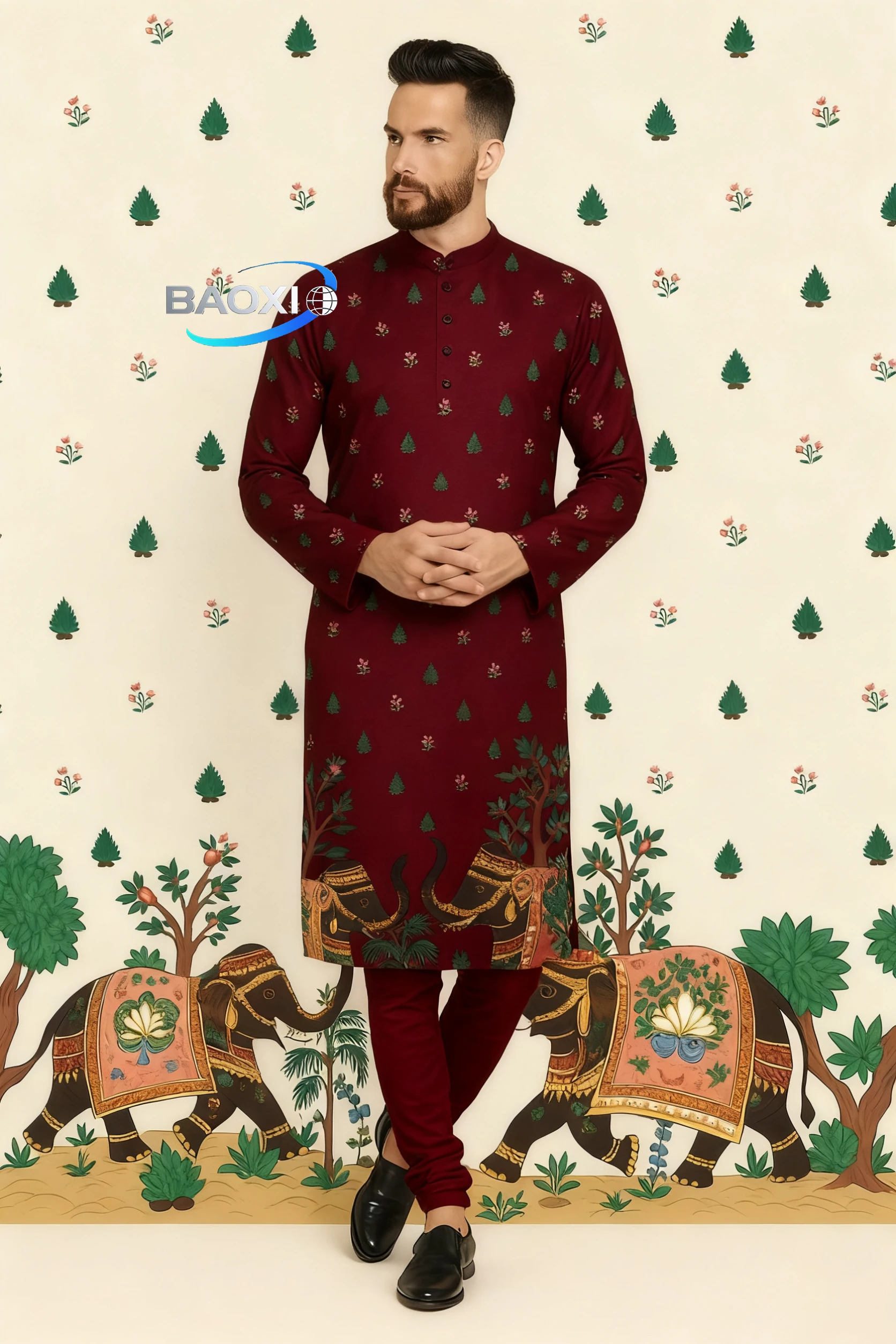 Men's printed pattern kurta vardha fashionable and comfortable fit regular long robe suitable for all occasions ethnic clothing