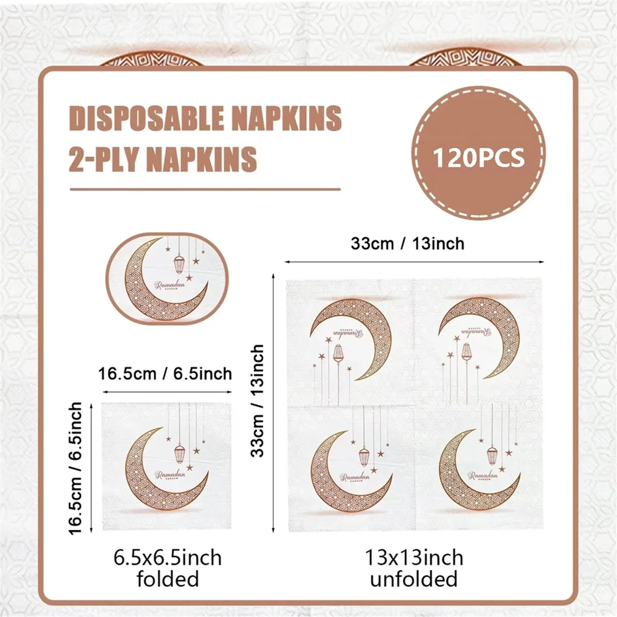 A03R 120PCS RAMADAN Napkin Dinner Table Napkins Paper Disposable Safe Fragrant Free Soft Mouth Wiping Tissue