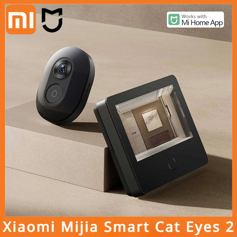 Xiaomi スマートキャットアイ 2 ワイヤレス WiFi カメラビデオのぞき穴ドアベル 3MP HD 赤外線ナイトビジョン 180 ワイド Nngle Mi ホーム A