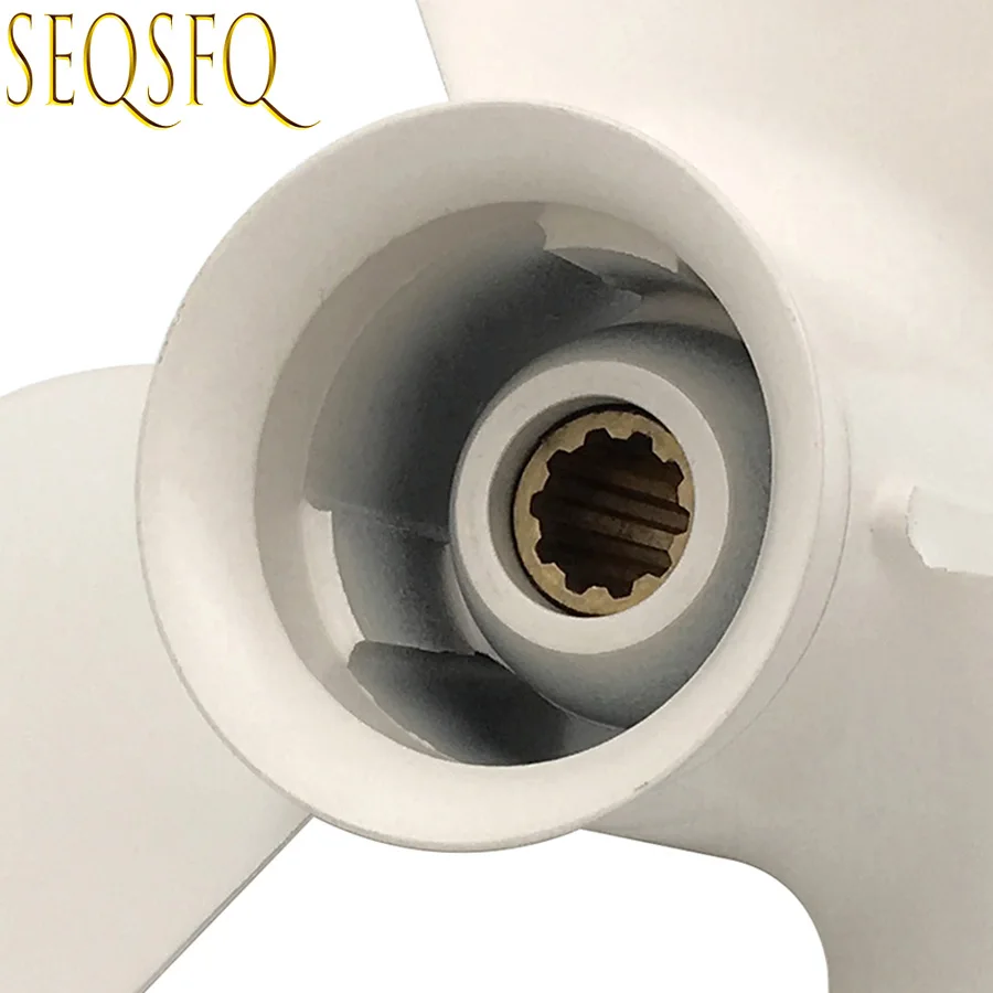 9 7/8 X 10 1/2 Propeller 664-45945-00-EL For Yamaha Outboard 20-30HP Aluminum Alloy White 3 Blades 10 Spline Tooth R Rotation