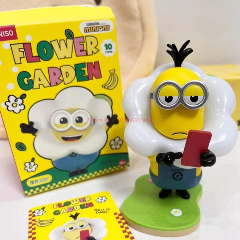 New Miniso Minions Flower Park Series Anime Figure Desktop Decorative Ornaments Model Toys Collection Children Birthday Gifts