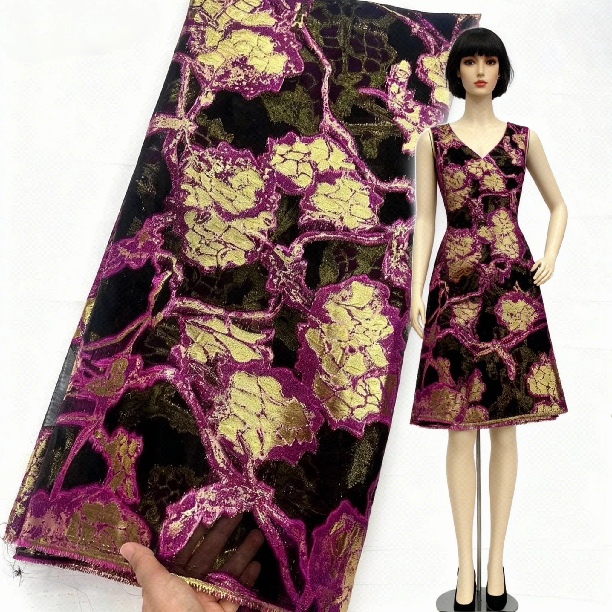 الفاخرة النيجيري مذهب الجاكار أقمشة الدانتيل 2025 أقمشة الدانتيل الأفريقي الفرنسية تول الدانتيل للنساء الخياطة فساتين حفلات الزفاف #2