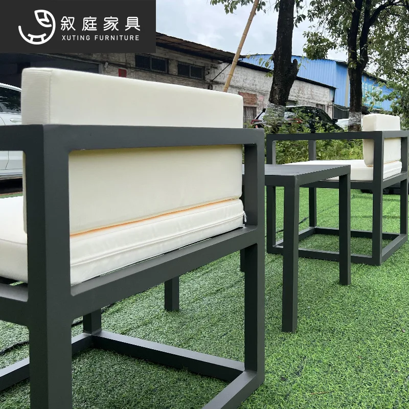 Outdoor seaside beach swimming pool leisure metal table and chair combination outdoor courtyard garden waterproof sunscreen wrou