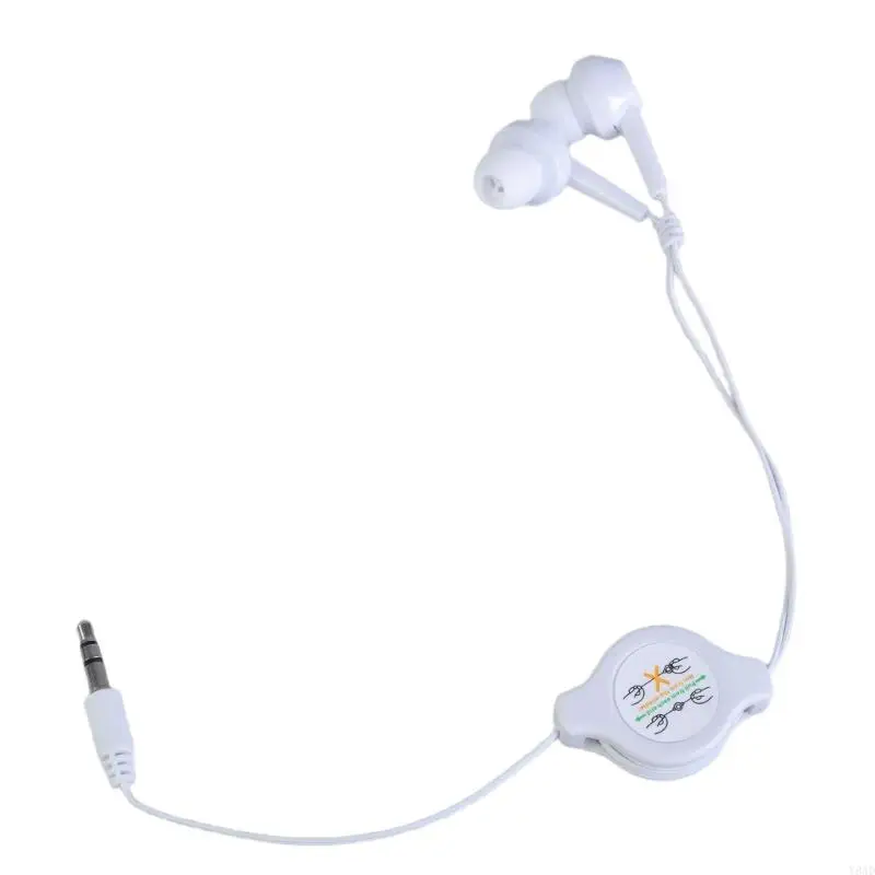 Y8AD 3.5mm Portable Retractable Cable In-Ear Earphone Extendable Wire Earphone