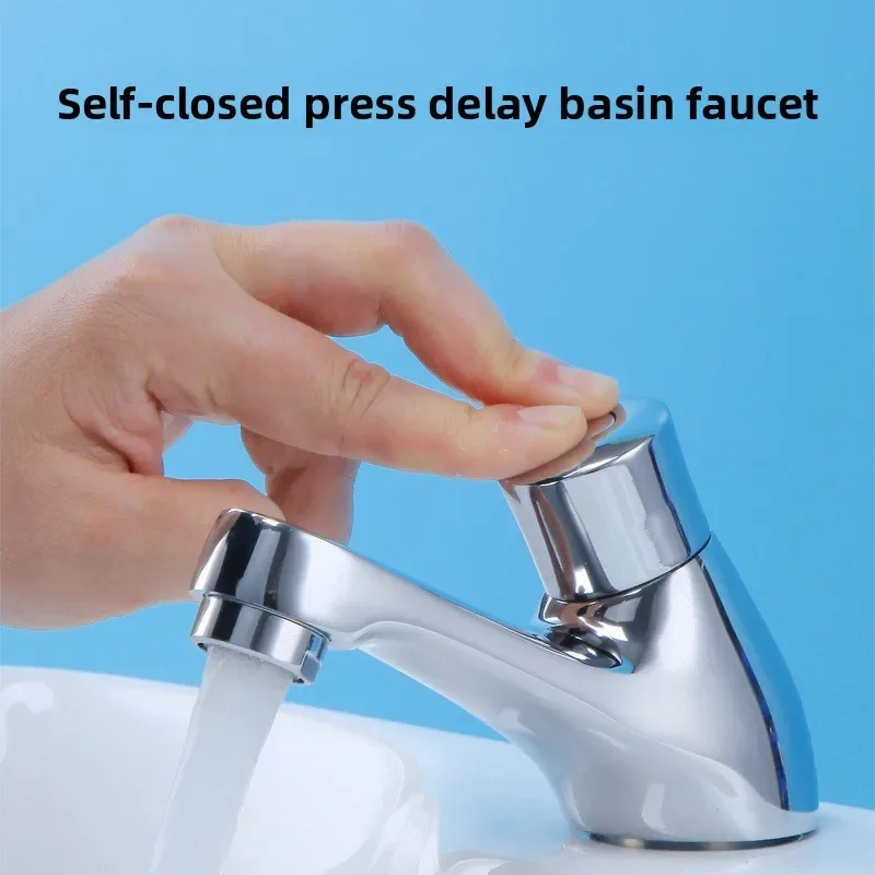 Bathroom Time Delay Faucet Public Kitchen Chrome Plated Self Closing Water Saving Basin Sink Tap Durable Modern