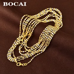 Italian Craftsmanship Dual Color Super Shiny 2MM S925 Silver Jewelry Gold and Silver Corner Bead Necklace for Women