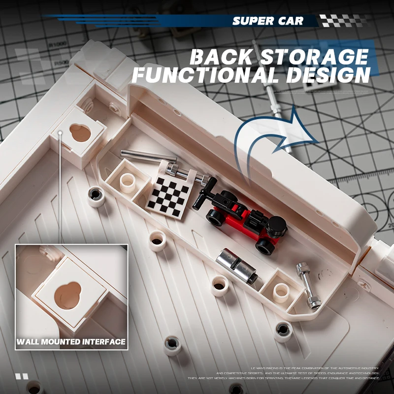 MOC Race Car Building Blocks with Acrylic Display Box, DIY Assembly Bricks Set, Adult Hobby Collection Desktop Decoration Gift - view 5