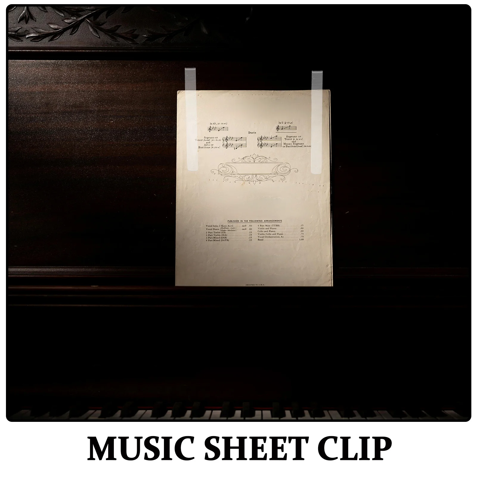 1 زوج واضح البيانو ورقة حامل الموسيقى كليب غير مرئية دائم البلاستيك المشبك مستقرة حامل صفحة الموسيقى مناسبة للوحة المفاتيح