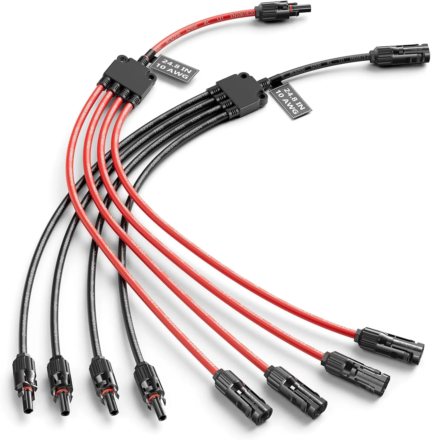 Solar Panel Connectors Y Branch 1 to 4 Parallel PV Adapter Cable Tool-Free, Extra Long Solar Panel Splitter 1000V Cable