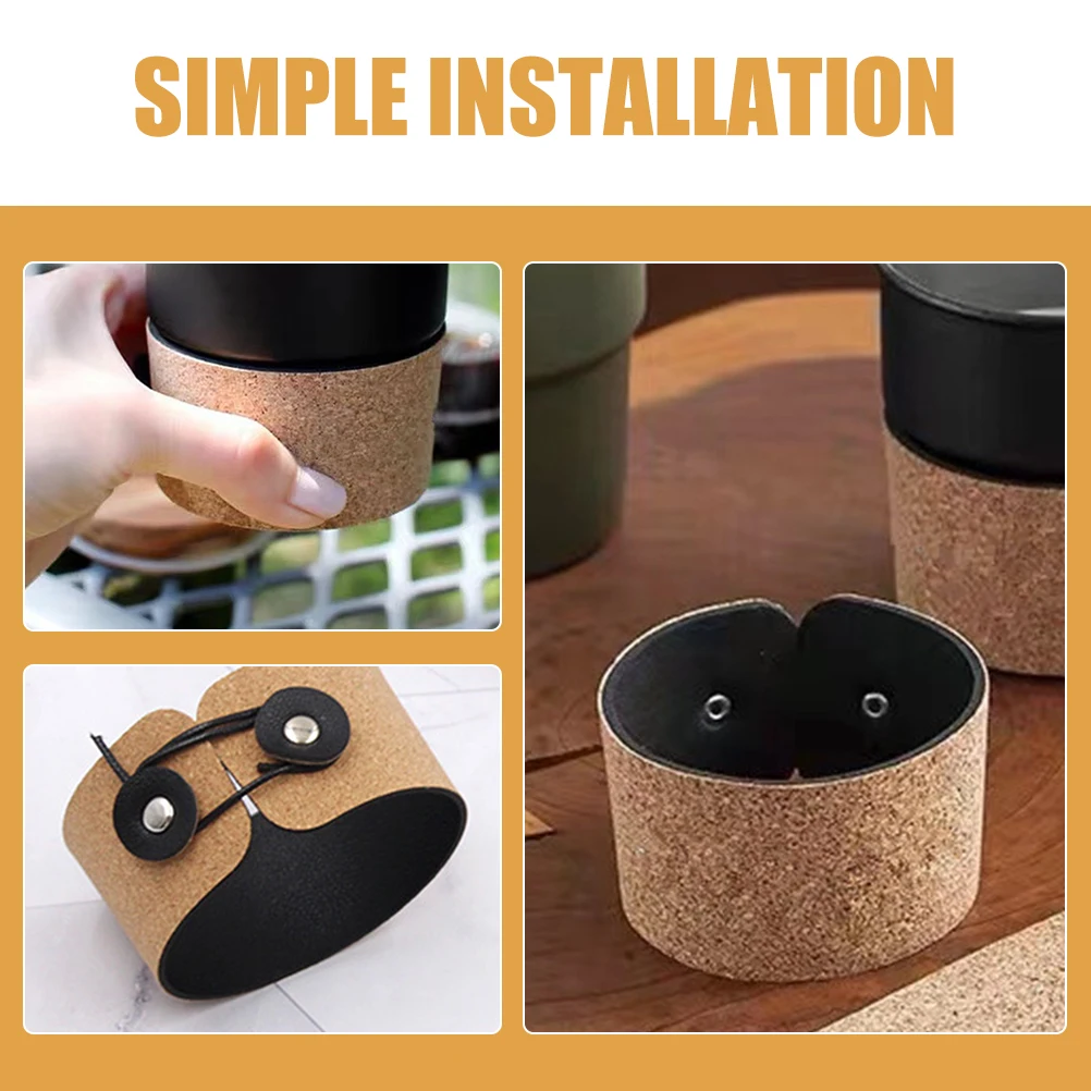 

2pcs Brown Wood Grain Cup Sleeve for Stainless Steel Cups Insulated Coffee Bottle Cover Reusable Drink Sleeves Adjustable
