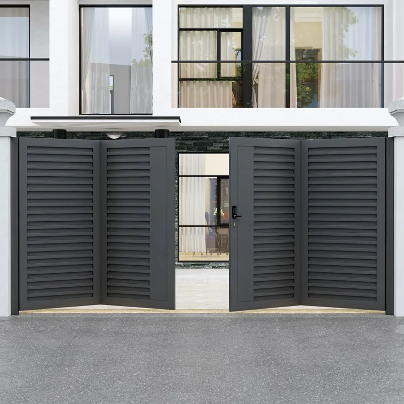 

FOB Villa Courtyard Garden Wall Garage Electric Suspension Folding Gate Aluminum Art Fence Automatic Double Door Security System