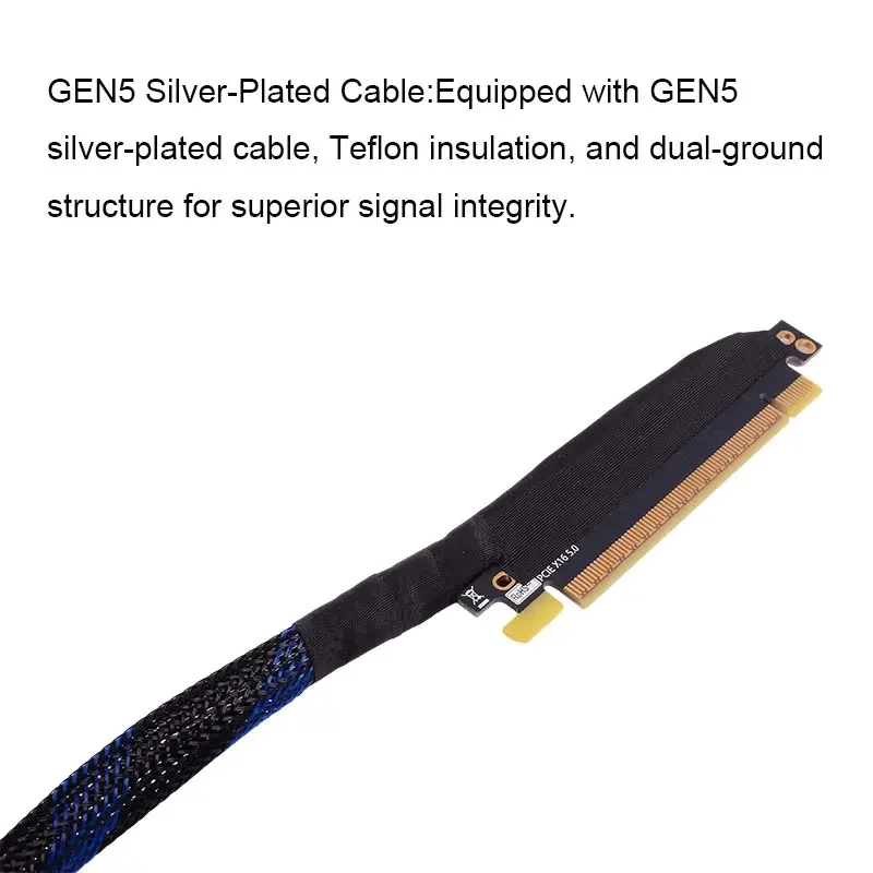 ADT-Link PCIE 5,0 X16 Cable de extensión doble inverso izquierda en GEN5 Cable elevador de tarjetas gráficas externas para servidor AI