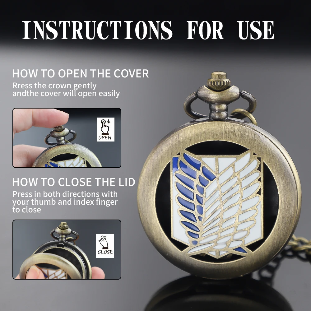 أنيمي هجوم على تيتان DND النرد مجموعة ساعات الجيب حالات مع 39 سنتيمتر سلسلة ساعة جوفاء والعتاد ساعة جيب DND النرد الهدايا مجلس لعبة