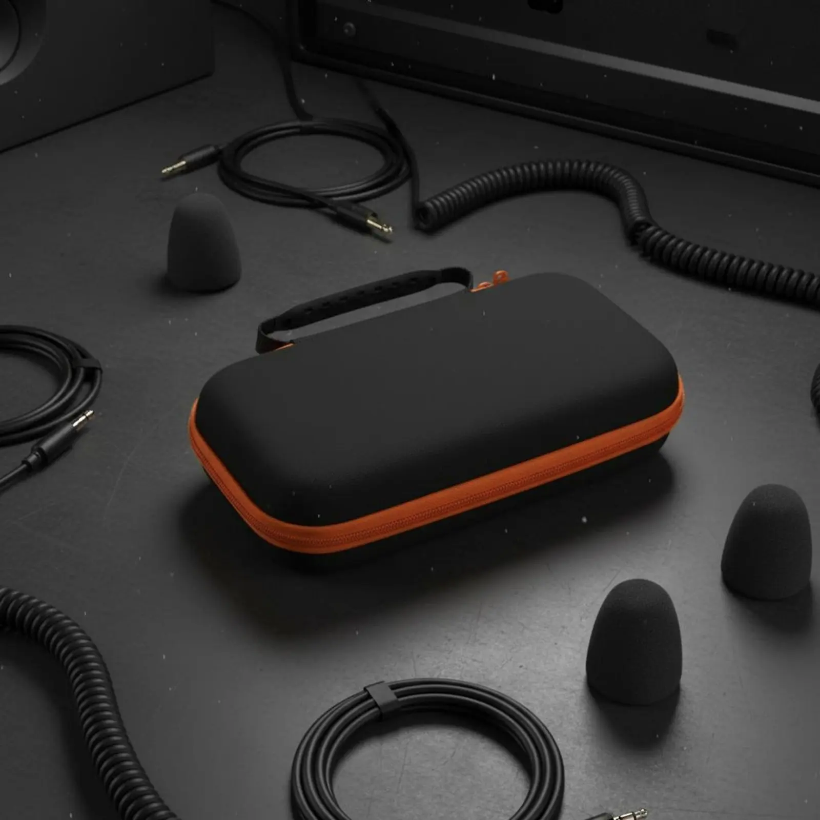 Shock-Absorbent Material Audio Device Carrying Case Portable Hard Shell Audio Device Bag Electronics Accessory Molded Interior