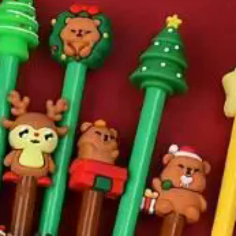 

5-30Pcs Mixed Christmas Gel Pen Cartoon Santa Claus Snowman Black Ink Writing Pen Student Stationery Supplies Kids New Year Gift