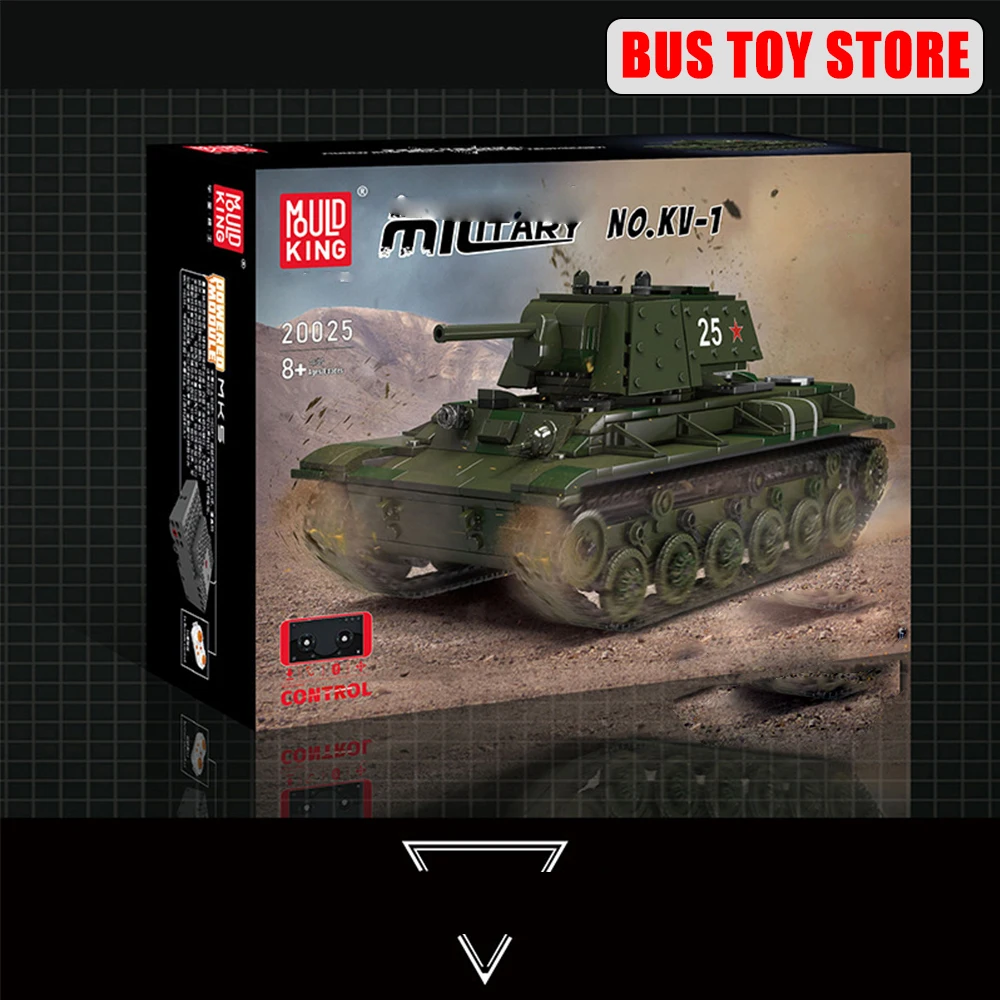 MOULD KING  Tank Military World War II Russia KV-1 Heavy Tank Building Blocks Remote Control Toys for Adults Kids Gifts 20025