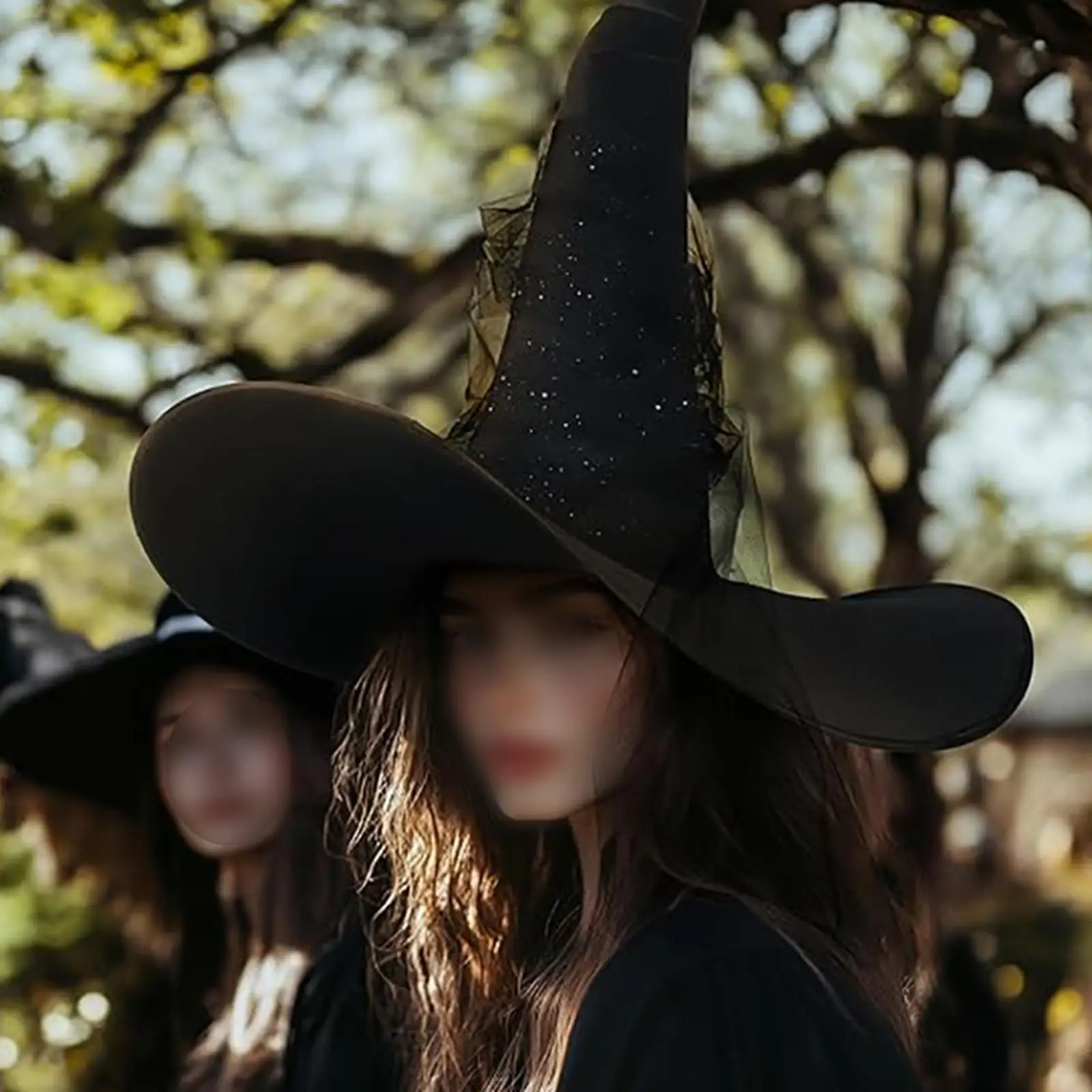 Sombrero de bruja de Halloween para mujer, accesorio de disfraz novedoso, sombrero de copa puntiagudo para fiesta