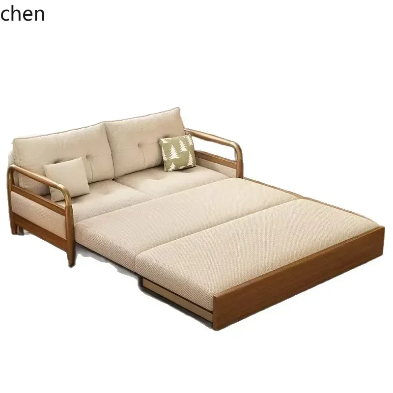 y8- Foldable Dual-use Solid Wood Multifunctional Sofa Bed for Living Room and Bedroom Single and Double Sofa