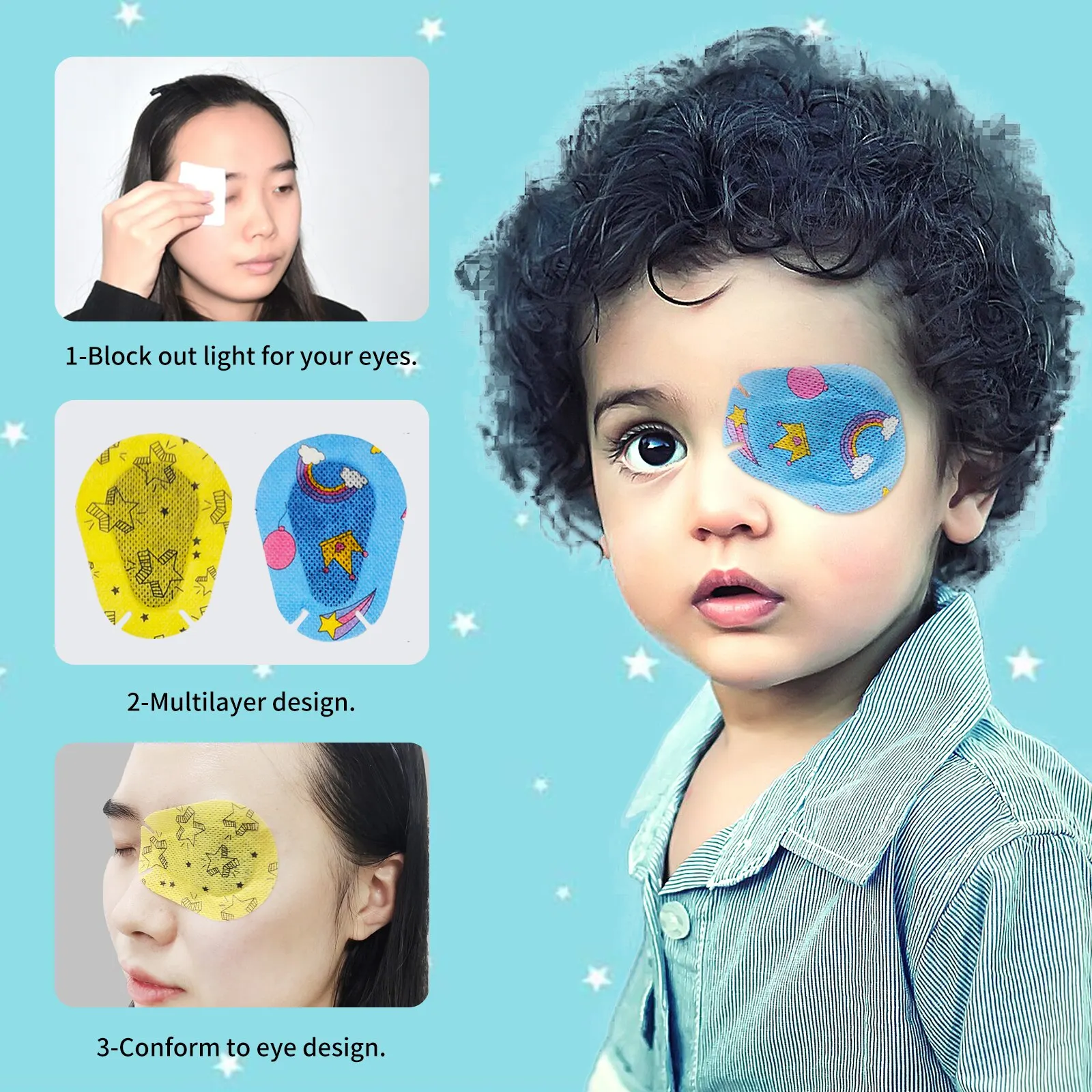 30/60pcs Cartoon Breathable Amblyopia Eye Patch Disposable Medical Sterile Kids Eye Pad Adhesive Bandages First Aid Lazy Eye Hot