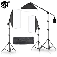 3Pcs Lighting Soft Box With Crossbar Continuous Lighting Kit Photo Studio Softbox Equipment With ,LED Blub,Tripod Stand