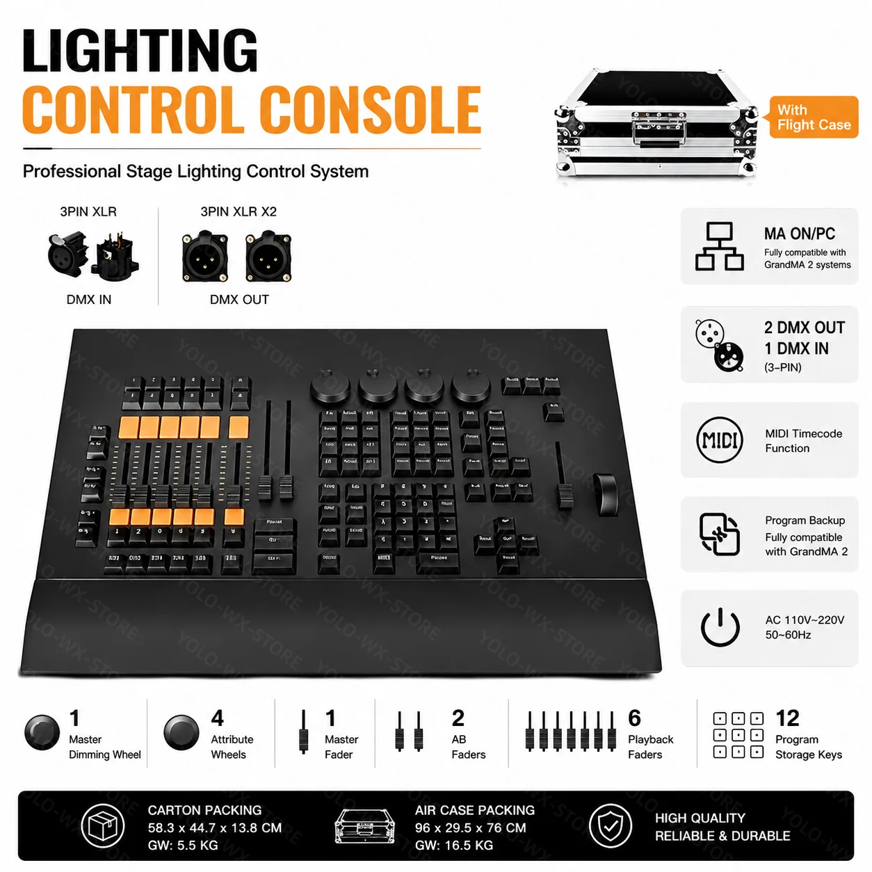 Nouvelle console de contrôle d'éclairage de scène MA2 Fader Wing, console d'éclairage LED DMX 512 pour projecteurs LED Par, projecteurs à tête mobile, contrôle DJ