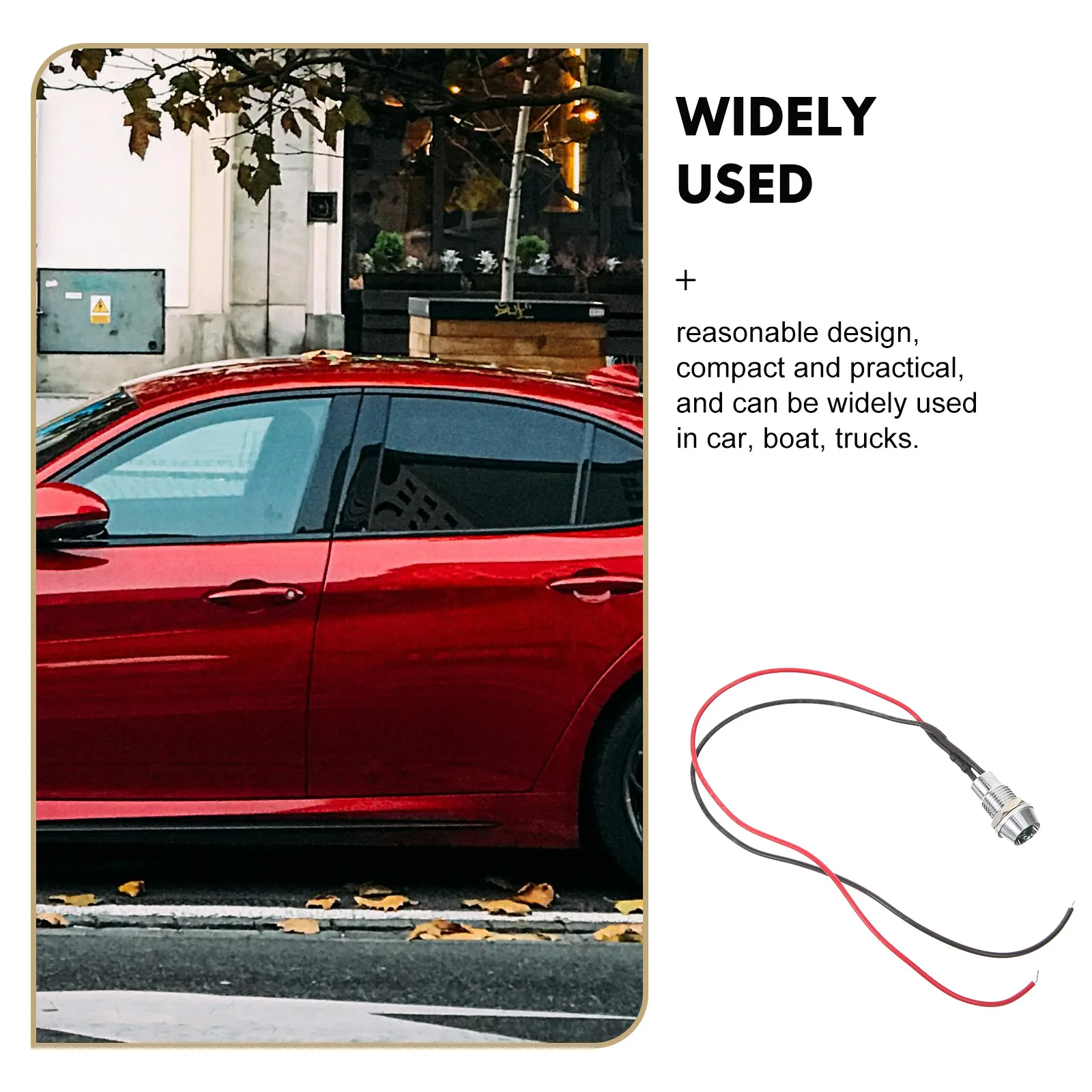

LED Indicator 12V Green 8mm Waterproof Metal Signal Lamp Easy Install Light for Car Truck Warning Light With Wire Boat