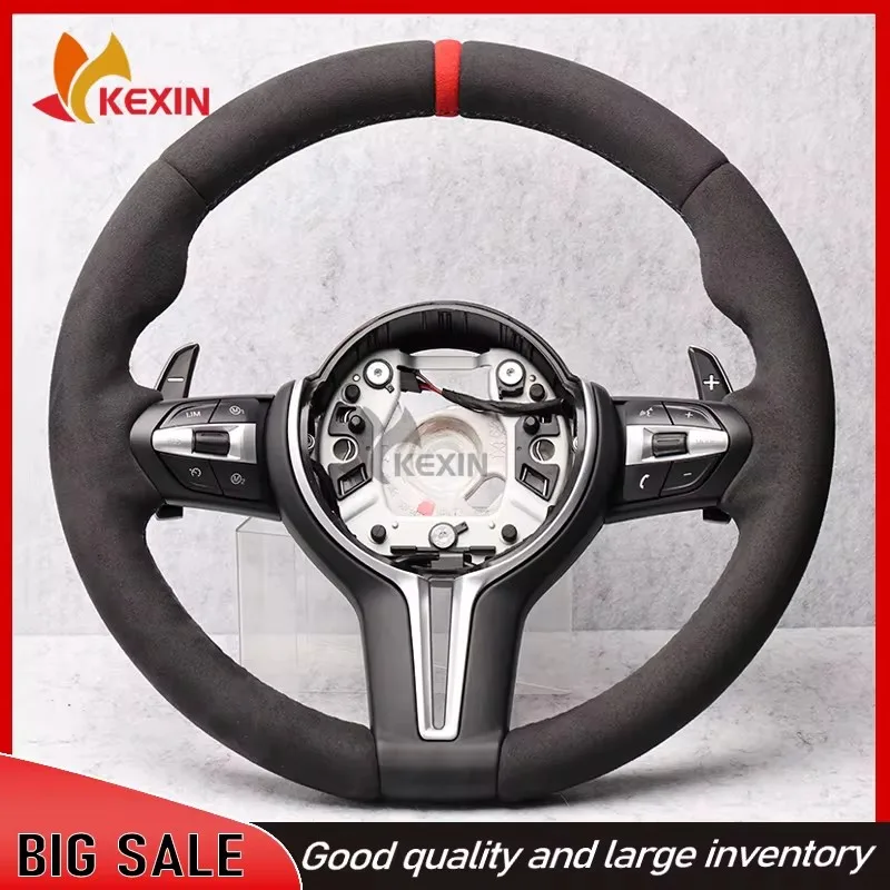 For BMW 3 /5 Series Full Alcantara Leather Steering Wheel With Paddles Button Assembly Accessories