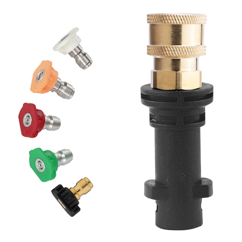 

A7THK-For Karcher K2 K3 K4 K5 K6 K7 Compatible 1/4" Quick Connect High Pressure Wash Washer Adapter Nozzles Tool