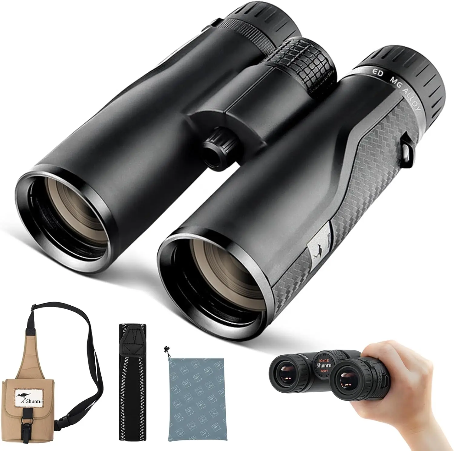 Shuntu 8x42 10x42 Binoculars SMC Coating Waterproof Fogproof with Magnesium Alloy Body Tel