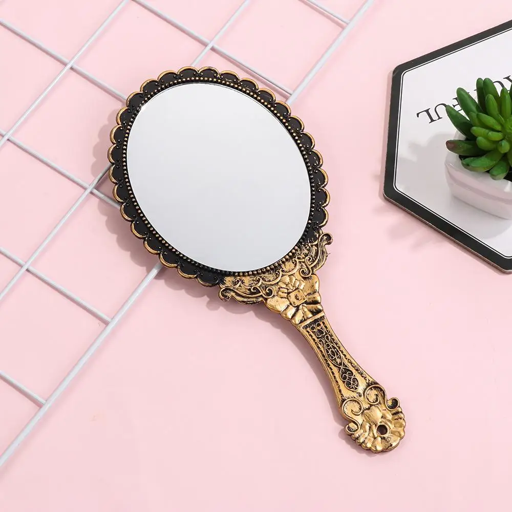 Women Dresser Mirror Standing Makeup Vanity Mirror Vintage Handheld Mirror Oval-Shape