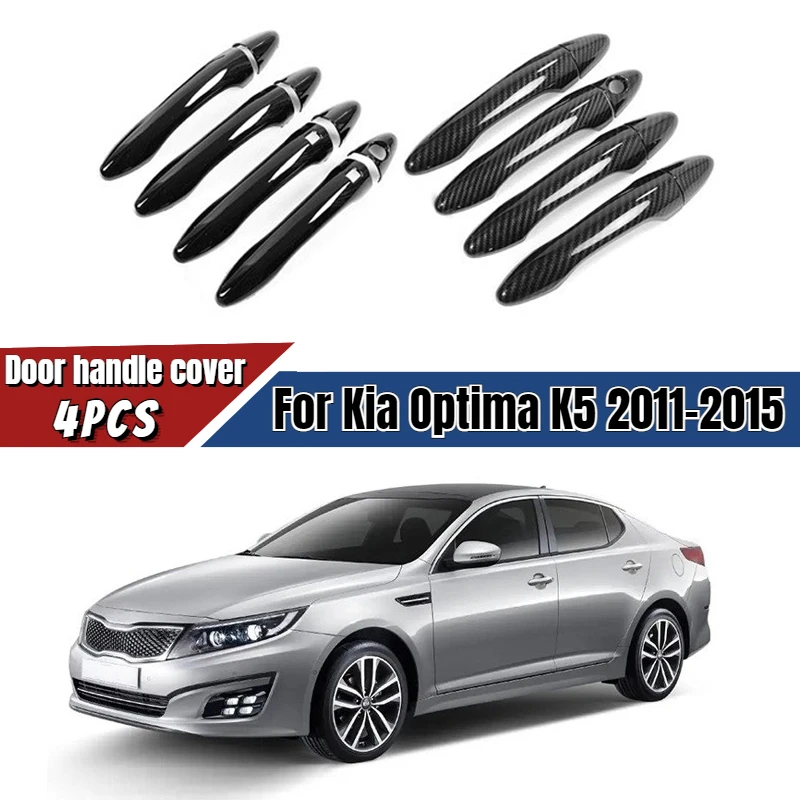 For Kia Optima K5 2011-2015 Smart Car Carbon Fiber Style Exterior Door Handle Moulding Cover Trim Sticker Decor Auto Accessories