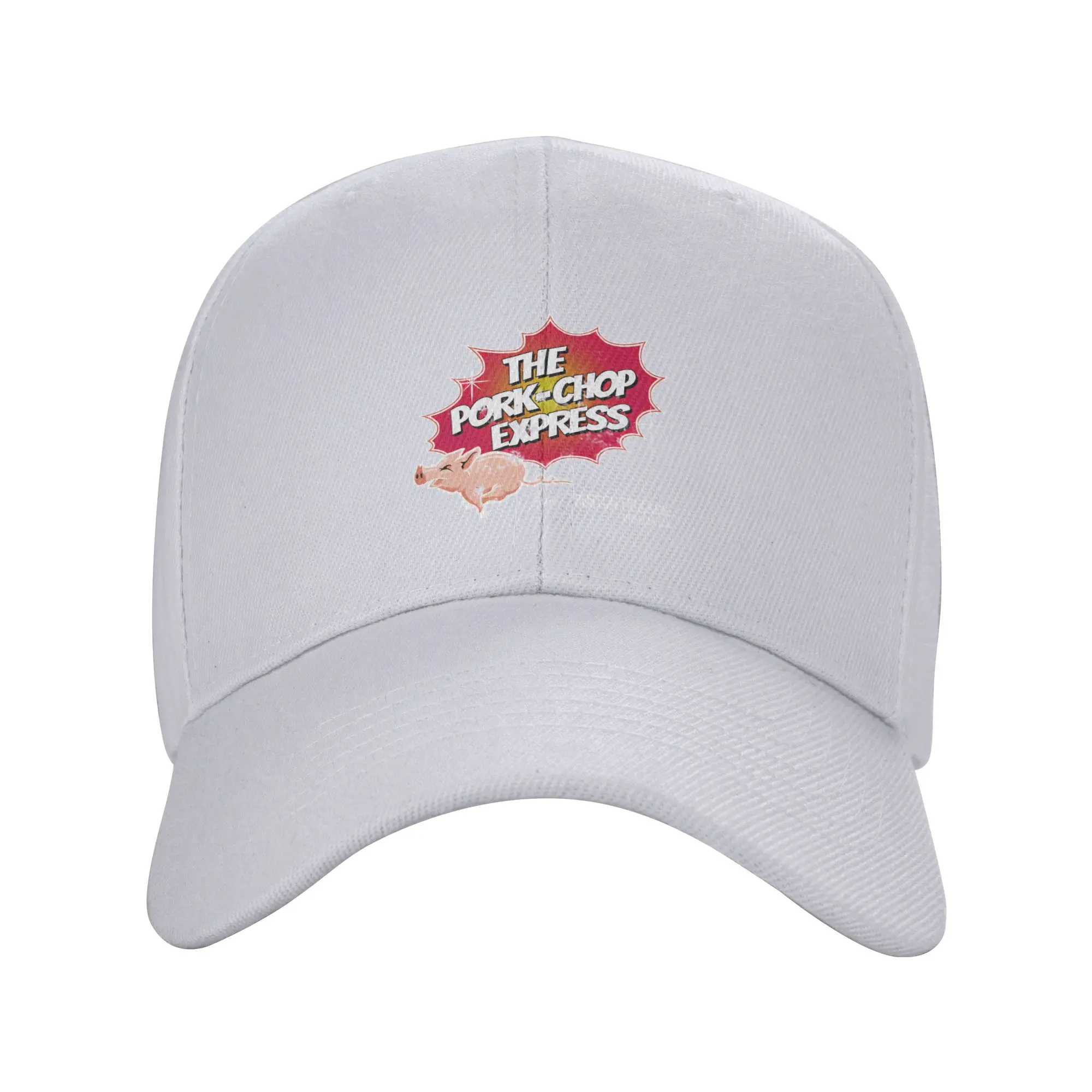 Fashion Pork Chop Express - Distressed ReddishYellow Variant Curved Brim Baseball Cap Commuter Style Women Hat