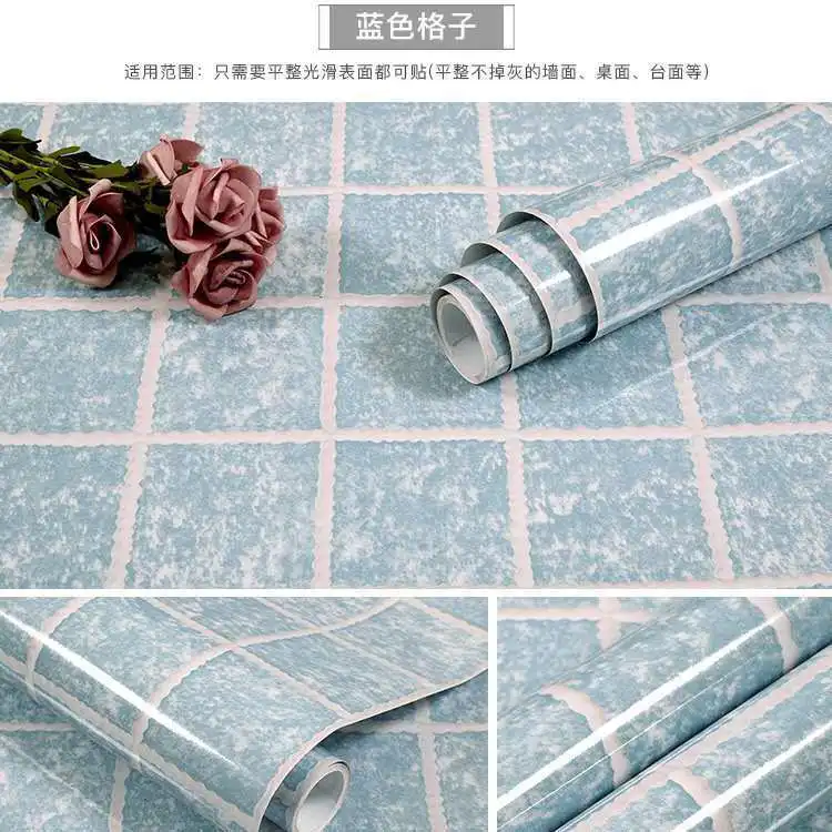Kitchen DIY Self-Adhesive Waterproof Oil-proof PVC Wall Stickers Cabinets Countertop Wallpaper Bathroom Desktop Renovation Films