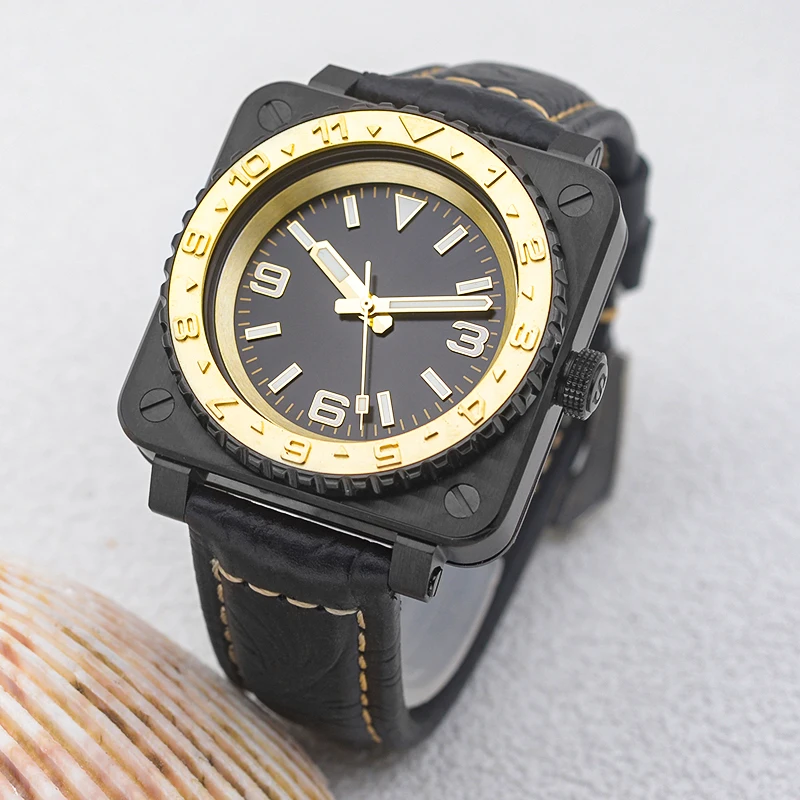 Seiko Mod Dial NH35 kwadratowy zegarek ze stali nierdzewnej, szafirowe szkło pasować do mechanizm automatyczny wodoodpornej zegarek dla nurka NH35 NH36