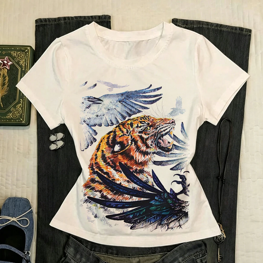 Women Top Y2k Harajuku T Shirt for Women Kawaii Spring 2026 Woman Emo 2000s Tops Women's Cropped Clothing Female Grunge Clothes